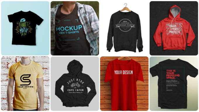 put your logo or design to 30 realistic t shirt mockups by shirt mock ups