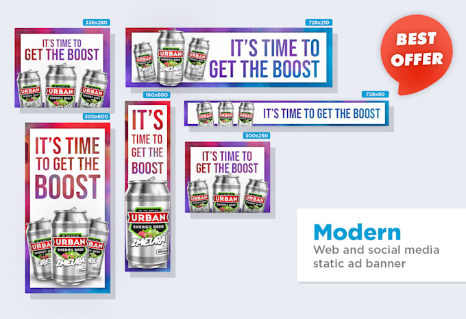 Create A Modern Web And Social Media Static Ad Banner By Martinbrowns