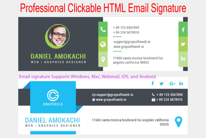 Create Professional Clickable Html Email Signature By Email Signaturf