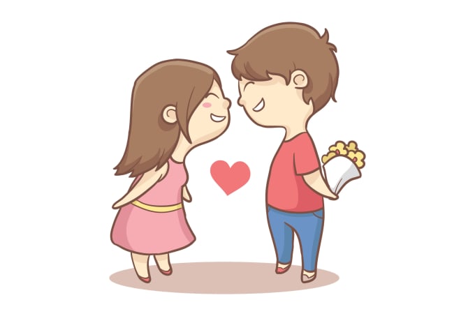 Create a cute couple cartoon by Preferago