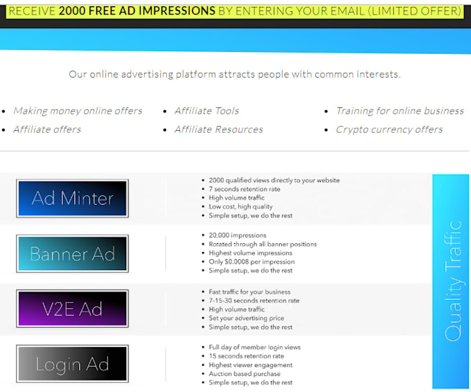 Free Advertising Promotion Receive 2000 Free Ad Impressions By