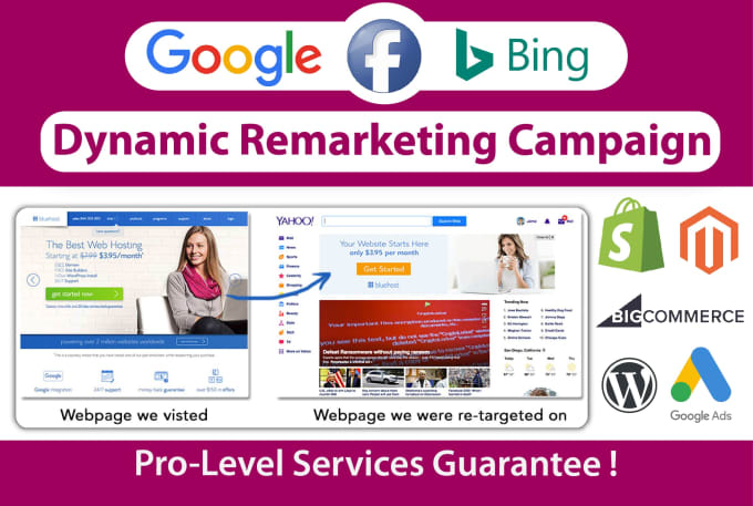 do dynamic remarketing and retargeting campaign on google, facebook and bing