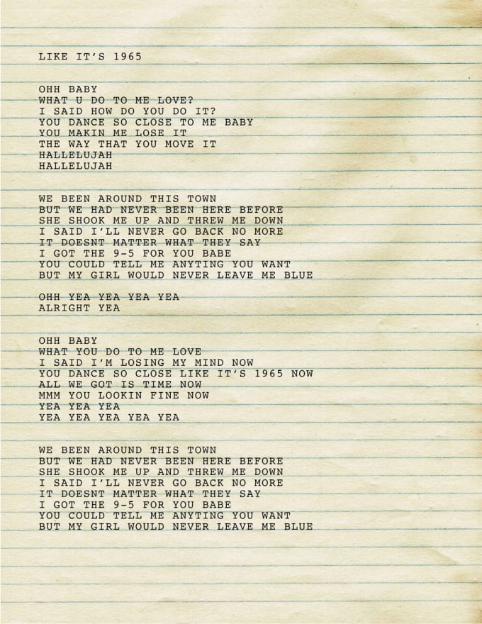 Write original lyrics for your song by Anniemartin16