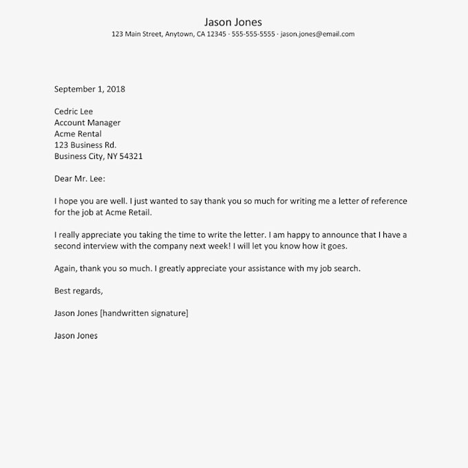 Thank You And Best Regards Signature Letter