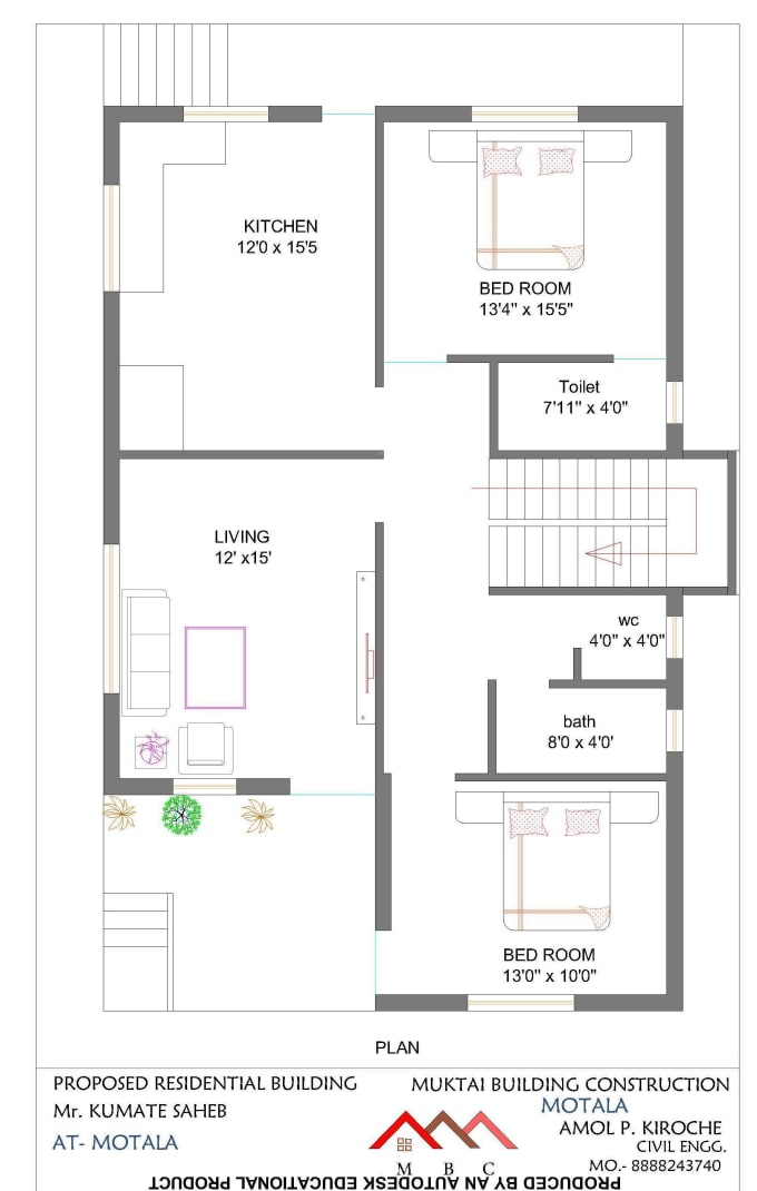 Residential Building Autocad Plan 2d