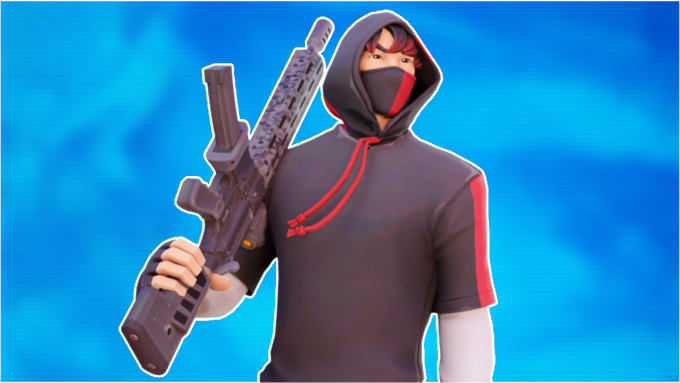 Make a high quality fortnite thumbnail with custom text and skin or any