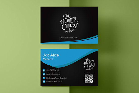 do unique restaurant business card with logo within 24 hours restaurant business card