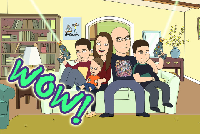 Draw Family On The Couch In Rick And Morty Cartoon Style By Kagarman