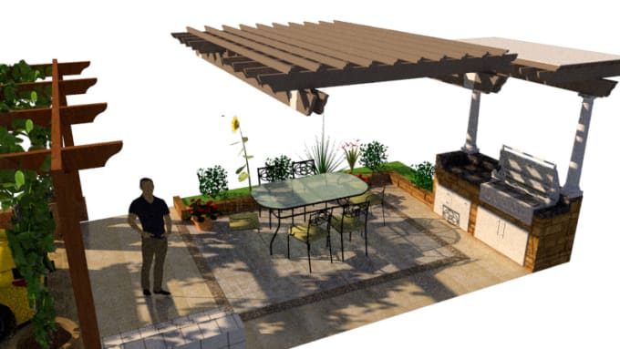 Design Your Garden Backyard Patio Terrace 3d Realistic