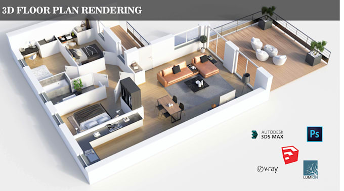 Model And Render Furnished 3d Floor Plan By Azmiakhtar