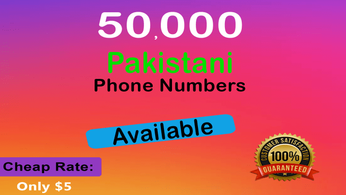 fareedzain : I will provide 50,000 pakistani active phone numbers for $5 on www.fiverr.com