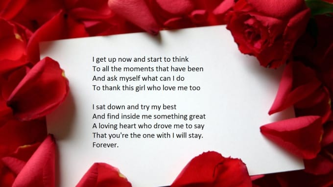 Write a 2 stanza poem to surprise your girlfriend by Stefanpantece