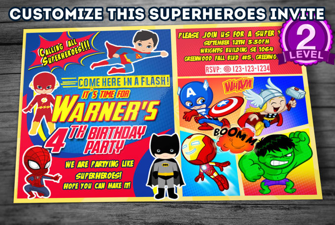 Invitations Layout Superhero 7