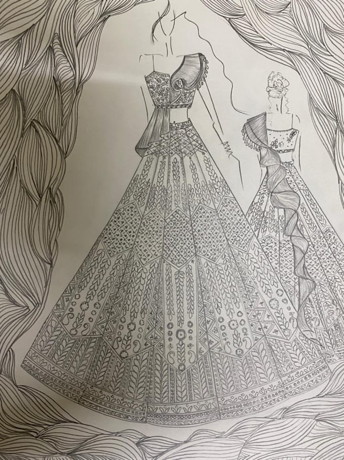 fashion sketches of dresses Illustration How To Draw A Nice Dress Girl In A Dress Fashion Drawn Vector drawn with love! Vector Dress Patterns Sketches Dress