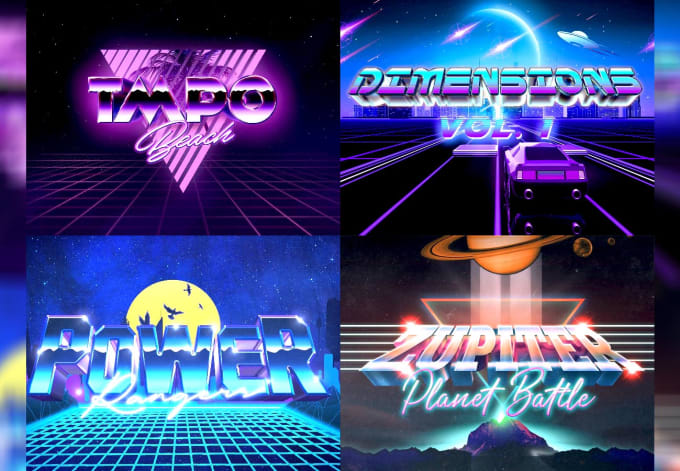 Create 80s logo in futuristic style of vintage retro designs