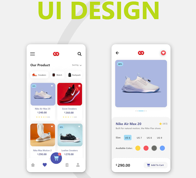 Figma Free Shoe Design App Best Creative UI/UX Design For Mobile