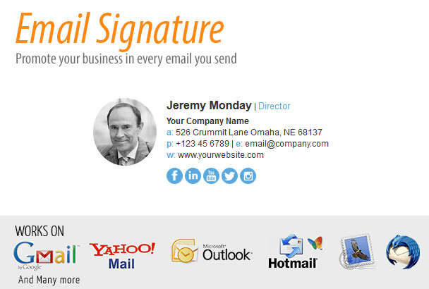 email signature, HTML email signature clickable signature