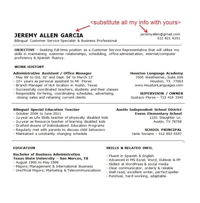Send You My Resume Template