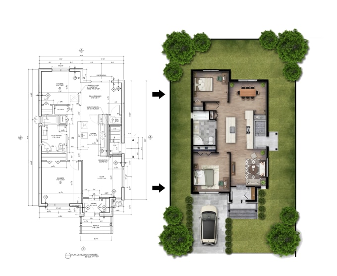 Render your floor plans in photoshop by Em_designs