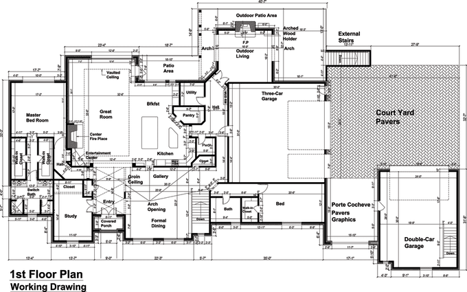 Creates architectural working drawing by Homeplans