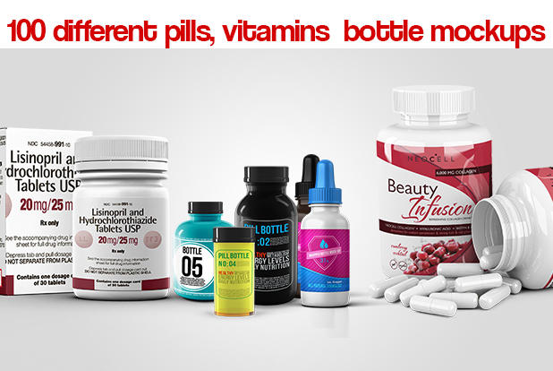 Download Put your label, logo on 100 pill, vitamin bottle mockups by Mockup_mark