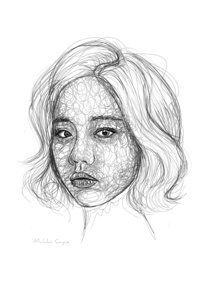 Sketch 2 portraits in scribble style by Michiko_cayce