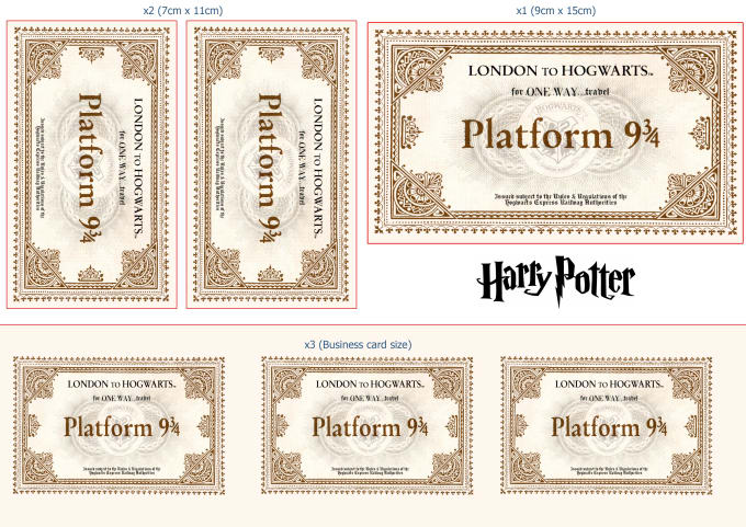 Wedding Personalised HANDMADE Harry Potter Hogwarts Express Train Ticket 