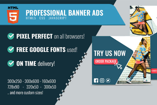 Create An Animated Or Static Html5 Banner Ad By Carbajosa