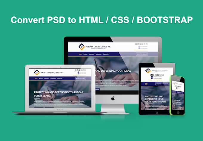 Convert psd to html css bootstrap by Mughal123