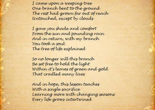 Send you the tree of life poem and the story behind it's ...