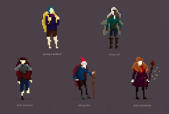 Make you a pixel art character design by Convrese