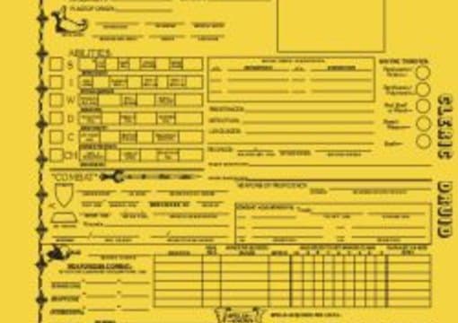 dungeons and dragons character sheet 1st edition pdf