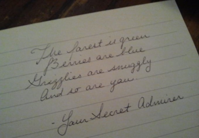 Send A Rhyming Handwritten Your Secret Admirer Note To