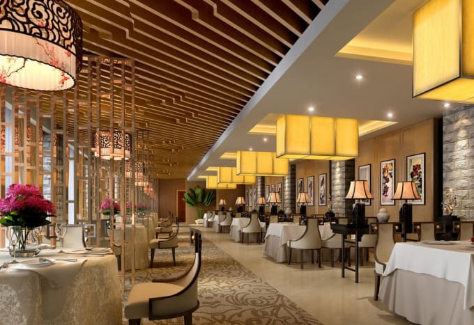  Design  interiors  of restaurant  cafe bar  lounge  in 2d and 