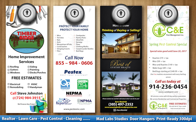 Door Hanger For Realtor Lawn Care Pest Control Anything By Mad Labs