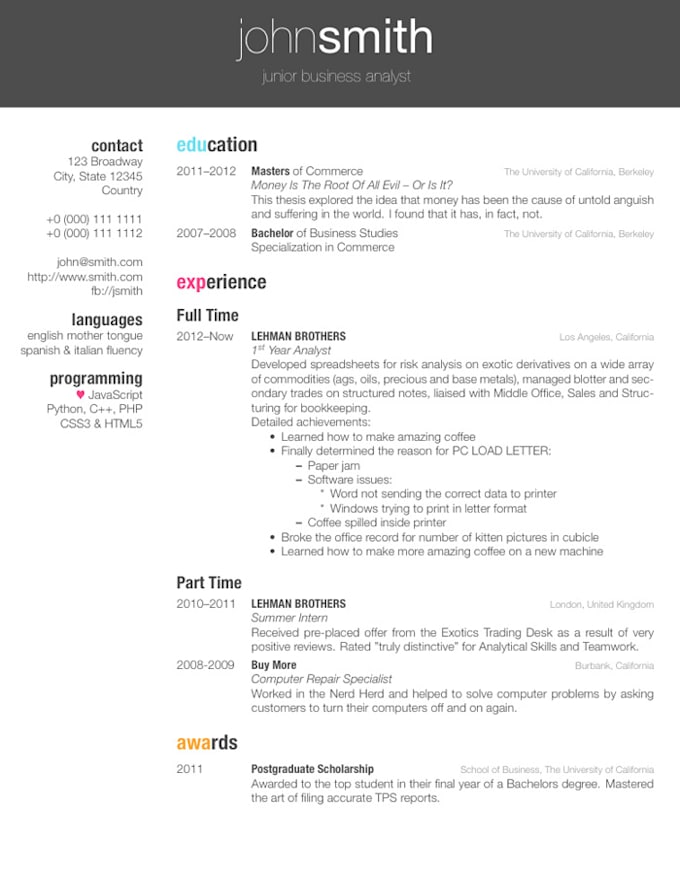 Create Latex Resume Pdf Format 1 Or 2 Page