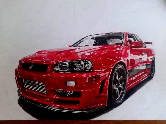 Realistic car drawing