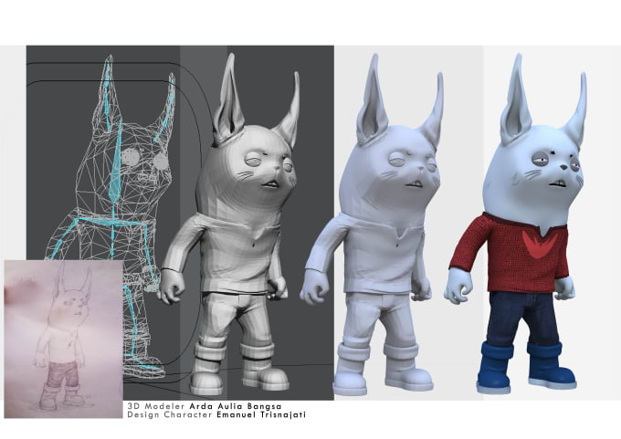 make 3d animation character from your design or sketch by ardabangsa