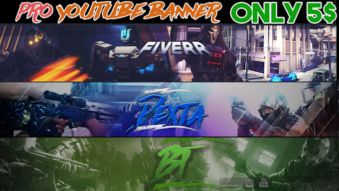 Design 2 Custom Gaming Banners For Your Channel By Amit04
