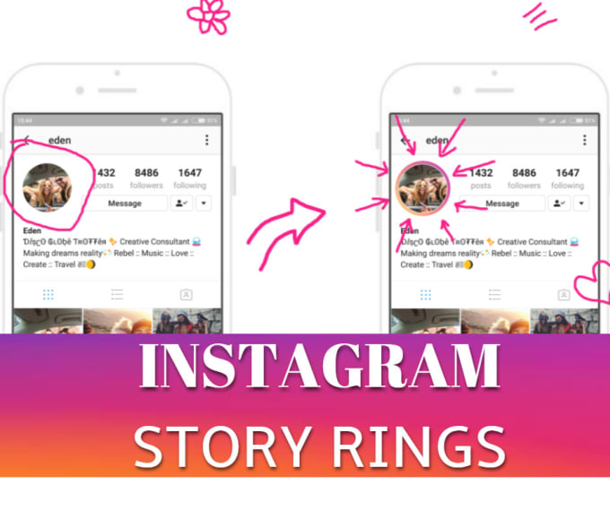 Create a trendy story ring around your instagram profile by Madebyabby