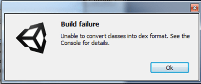 error unable to initialize unity engine android