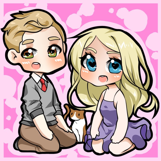 Draw a cute chibi couple picture by Boslass