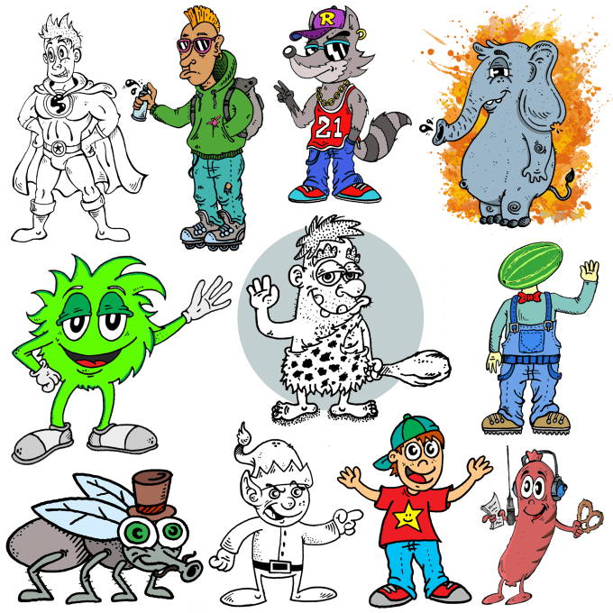 Draw funny cartoon characters mascot by Freshtowngfx