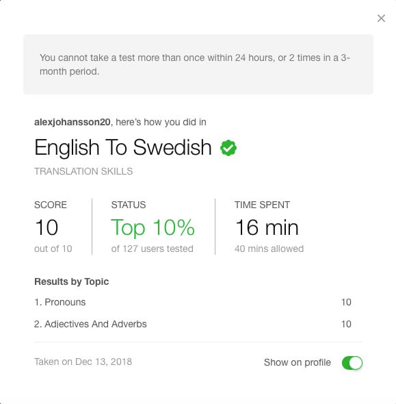 Translate english to swedish, or swedish to english by Alexjohansson20