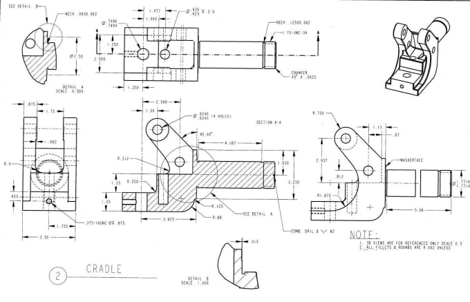 Draw orthographic projection from 3d objects by Azam7786