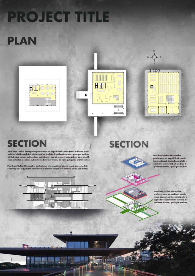 Design a professional architecture presentation board by Arqiviz
