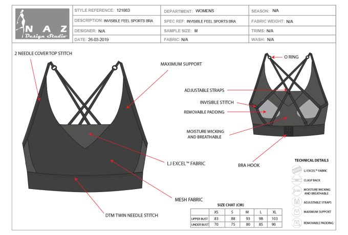 Create activewear flat sketch and tech pack by A_sadique_khan