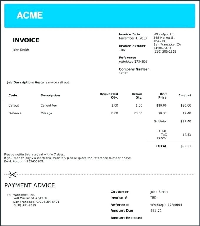 sales order and commercial invoice quickbooks template