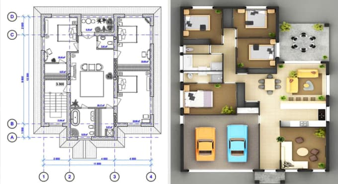 Do Map Design Autocad Drawing 3d House Model Design