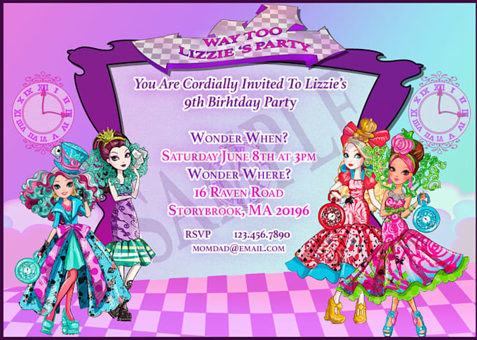 Create A Custom Ever After High Way Too Wonderland Birthday
